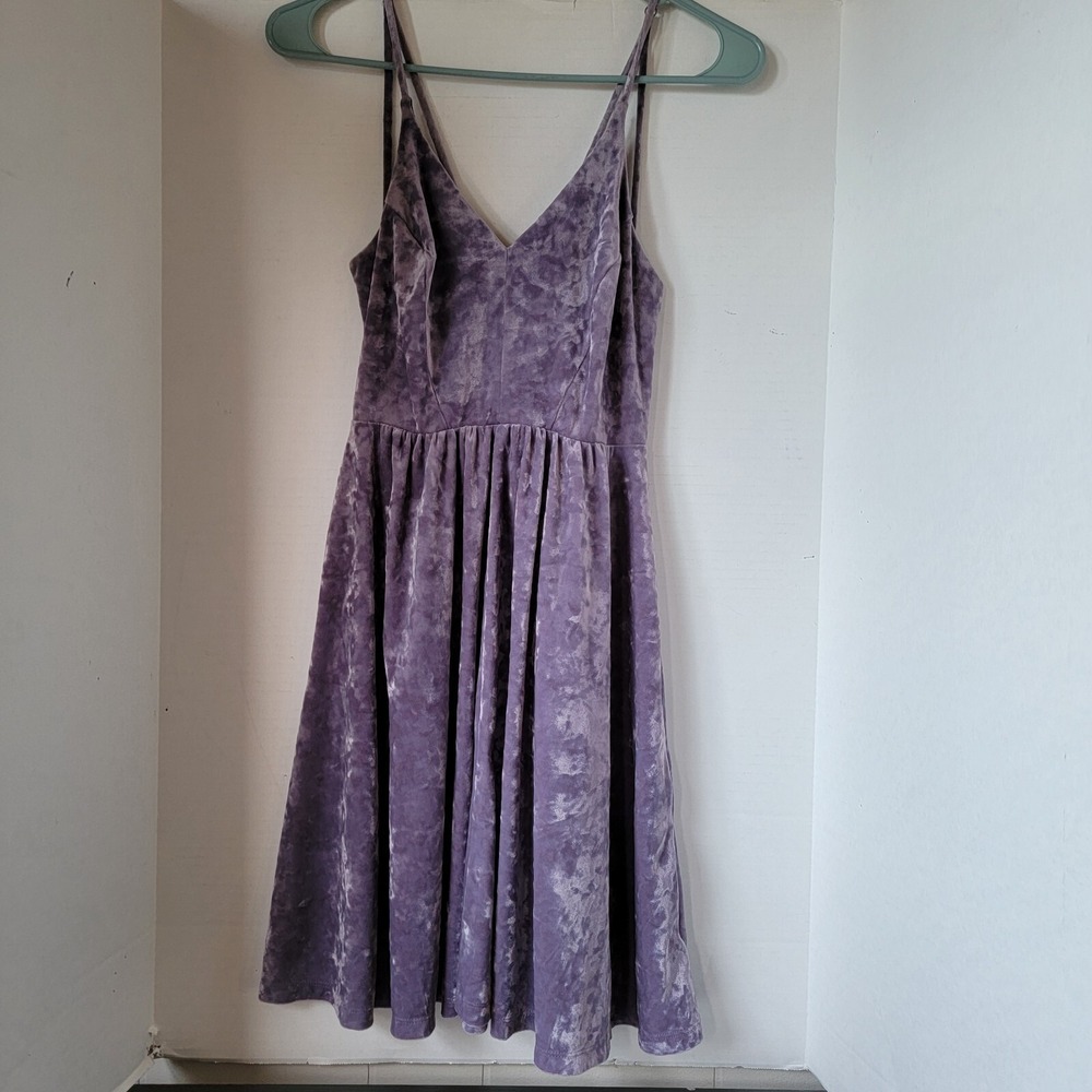 Wild Fable Purple Velvet Midi Dress with Spaghetti Straps XS.